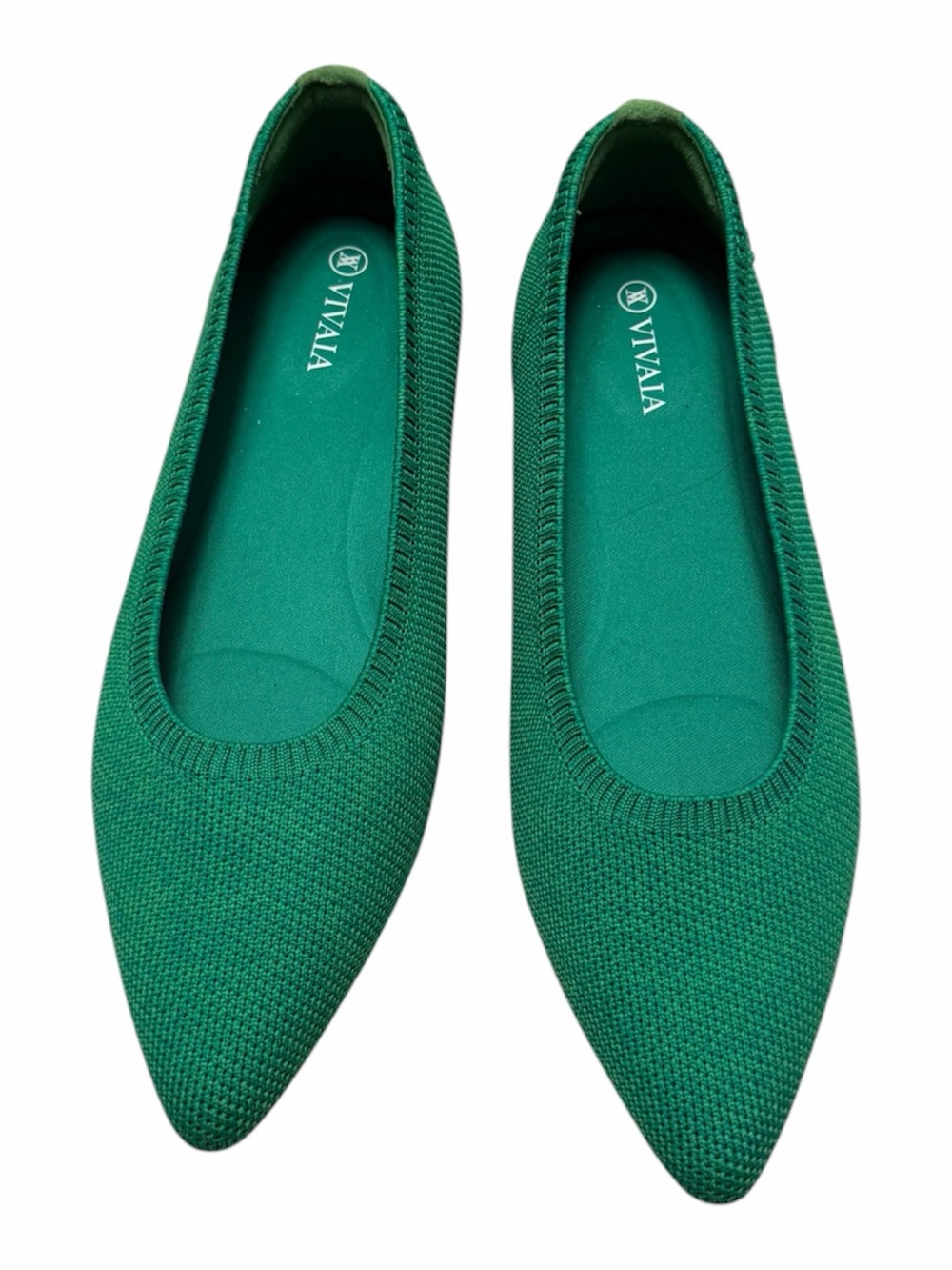 Vivaia Women's Green Knit Pointed-Toe Flats